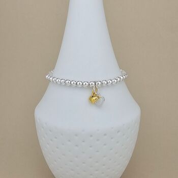 Bead Bracelet With Gold Plated And Silver Hearts, 2 of 3