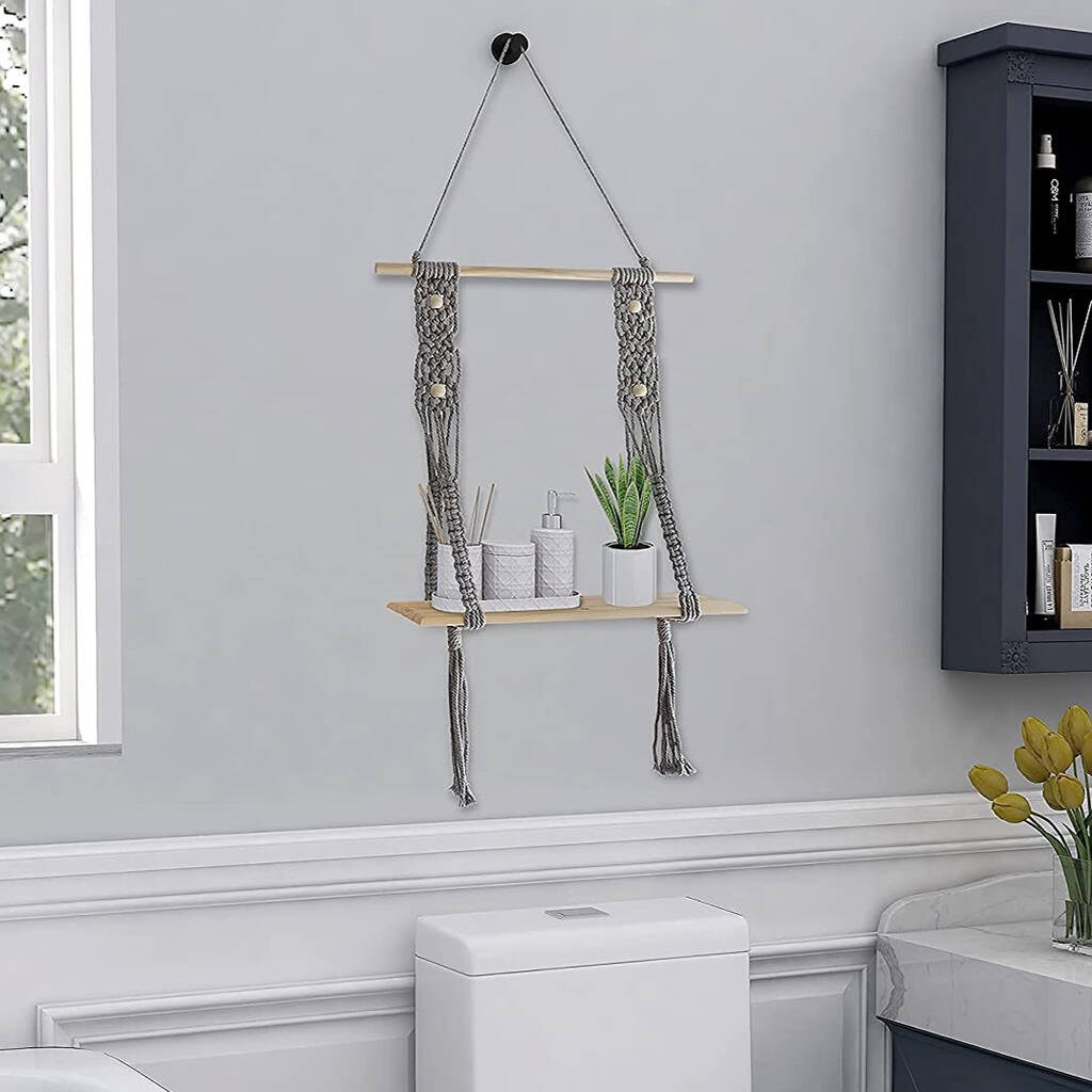 Macrame Wall Hanging Shelf For Bathroom Bedroom By Momentum