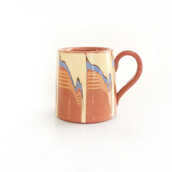 Large Stoneware Mug Tankard In Blue And Beige, 3 of 4