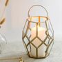 Glass Lantern Candle Holder With Drum Shape, thumbnail 1 of 5