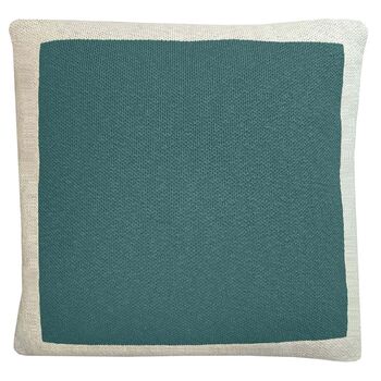 Solid Knitted Poster Cushion Pine Green, 3 of 3