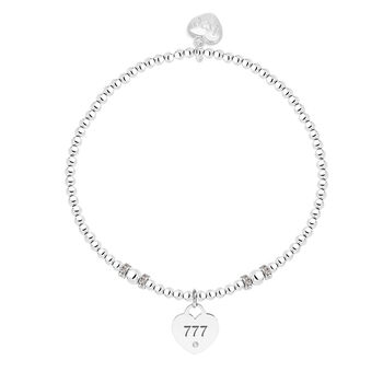 Angel Numbers 777 Silver Plated Beaded Bracelet, 2 of 3
