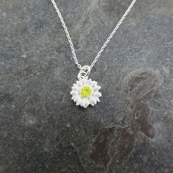 White Daisy April Birth Flower Necklace Petite, 4 of 4