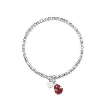 Sterling Silver Bead Bracelet With A Poppy Teardrop Charm, 2 of 9