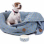 Blue Multi Spot Oval Luxury Dog Bed, thumbnail 3 of 7