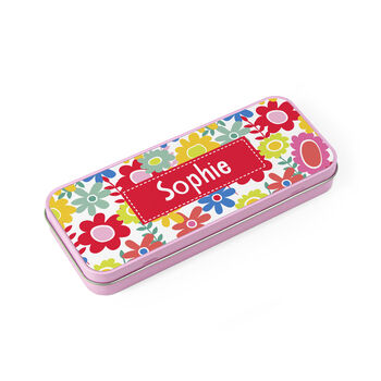 Personalised Girl's Patterned Pink Pencil Case Tin, 11 of 11