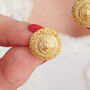Textured Gold Plated Silver Large Stud Earrings, thumbnail 4 of 8