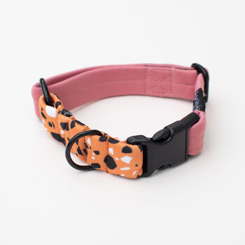 Pink Orange Terrazzo • Padded Dog Collar, 2 of 7