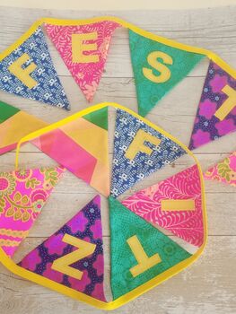 Personalised Bunting Custom Fabric Large Flags, 8 of 12