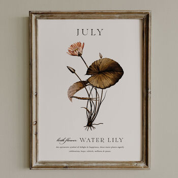 Birth Flower Wall Print 'Water Lily' For July, 8 of 9