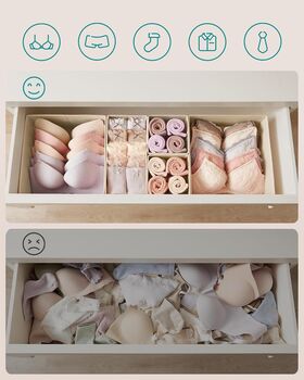 Drawer Organisers Fabric Dresser Dividers Set, 4 of 6