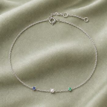 Sterling Silver Personalised Birthstone Trio Bracelet, 2 of 4