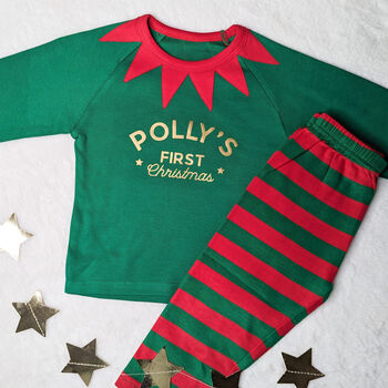 Personalised First Christmas Elf Pyjamas, 2 of 3