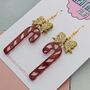 Candy Cane Glitter Resin Christmas Earrings Red And White, Pink And Blue, thumbnail 4 of 8