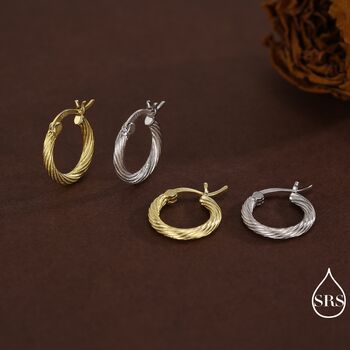 Mini Chunky Braided Hoop Earrings In Sterling Silver, 6 of 11