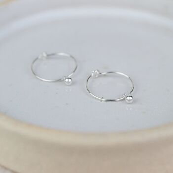 Sterling Silver Ball Bead Charm Hoops, 3 of 4