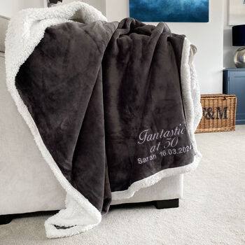 Personalised 50th Birthday Sherpa Blanket, 3 of 12