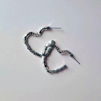 Geometric Heart Cube Hoop Earrings, 3 of 3