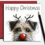 Border Terrier Dog Christmas Card. The Christmas Pawtrait, thumbnail 1 of 2