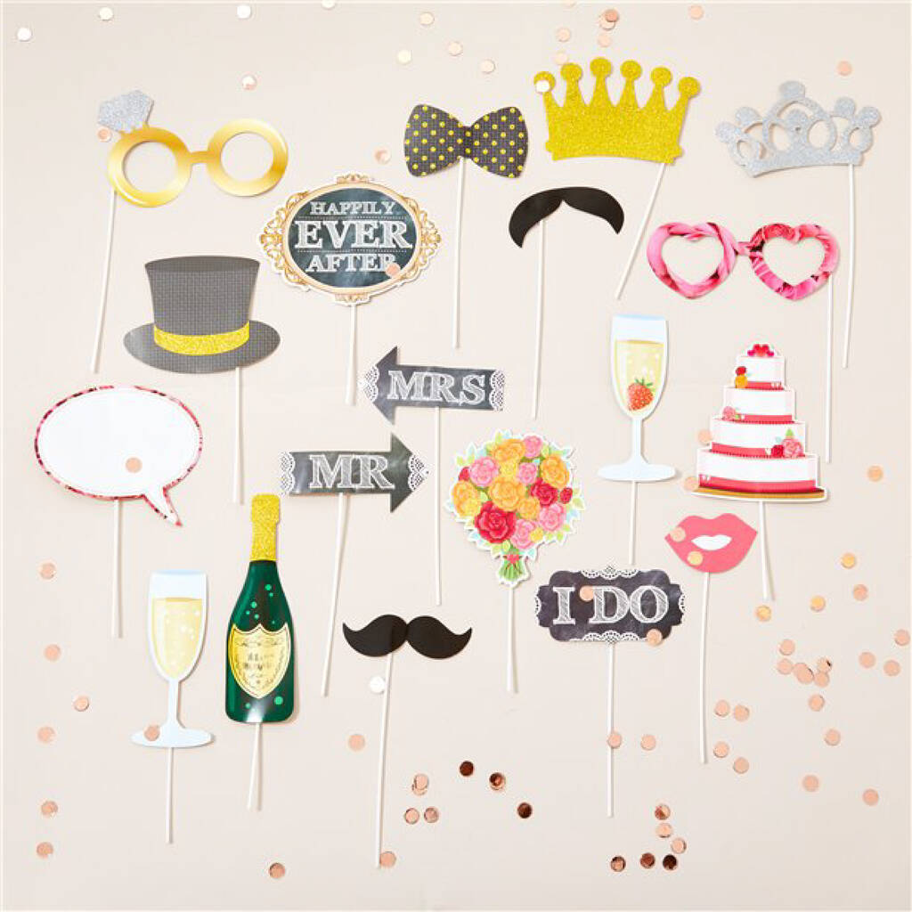 Set Of 20 Wedding Photo Booth Props