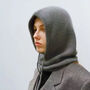 Rib Knit Fine Angora Wool Hooded Hat Snood With Pull Strings, thumbnail 5 of 10