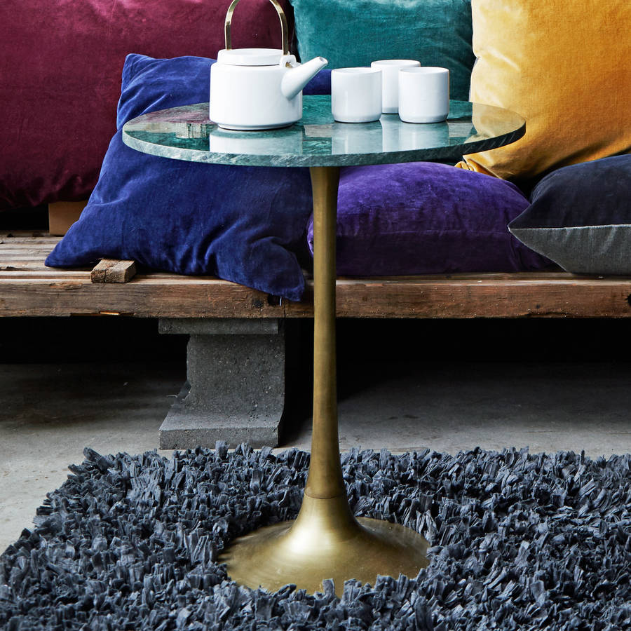 Tulip Table In White Or Green Marble And Brass By Out There Interiors