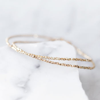 Tiny Yellow Gold Plated Nugget Wrap Bracelet, 3 of 8