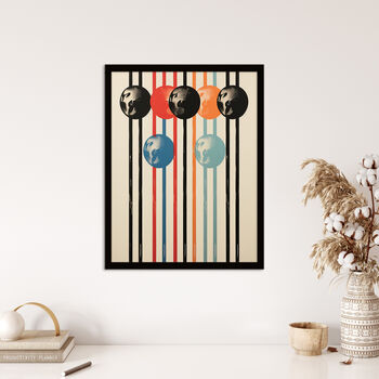 Abstract Orbs Simple Stripes Mid Century Wall Art Print, 6 of 6