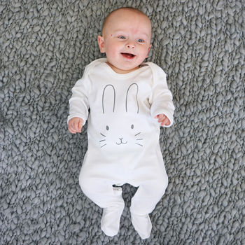 Bunny Face Baby Sleepsuit, 5 of 7