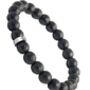 Men's 8mm Black Onyx Matte Beaded Bracelet Silver Bead, thumbnail 4 of 9