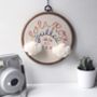 Personalised New Baby Rainbow And Cloud Embroidery Hoop, thumbnail 1 of 5
