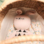 Isla The Blush And Black Geometric Hand Knitted Bunny, thumbnail 7 of 7