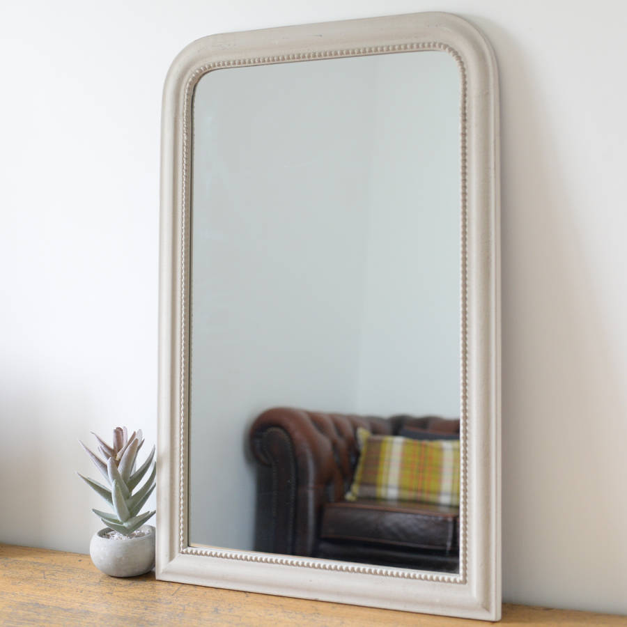 Vintage Edged Wall Mirror In Stone, 1 of 3
