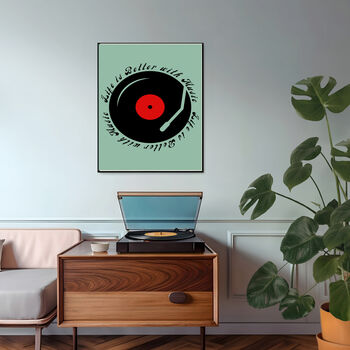 Music Quote 'Life is better with Music' Record Art Print, 3 of 4