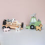 Personalised Wooden Farm Tractor Toy With Trailer And Animals, thumbnail 12 of 12
