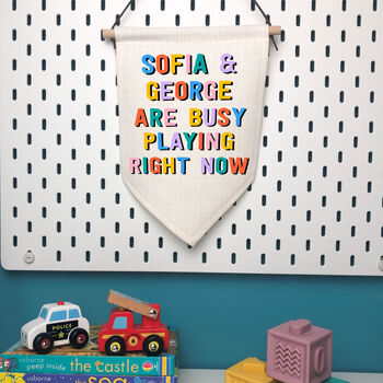 Personalised Children's Play Room Hanging Banner Sign, 6 of 8