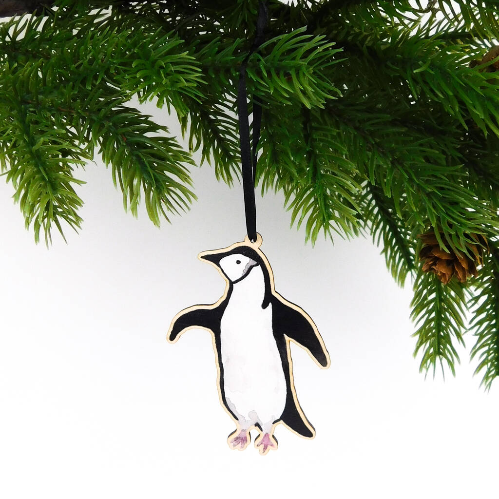 Set Of Three Penguin Christmas Tree Ornaments By Also the Bison