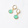 Green And White Checkerboard Earrings, thumbnail 6 of 8