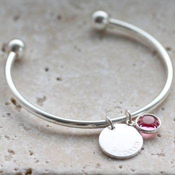 Child's Personalised Disc Birthstone Bangle, 7 of 11