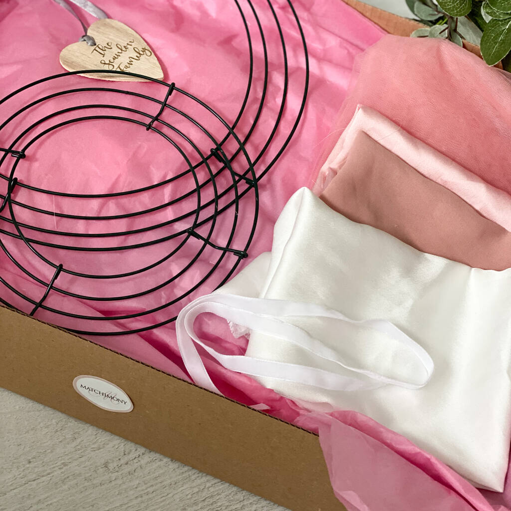 Pink Christmas Fabric Reusable Wreath Kit, 1 of 6