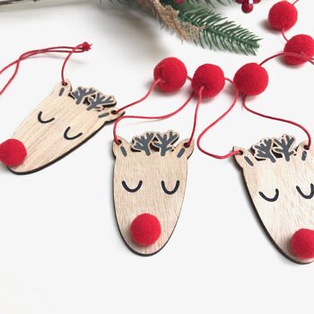 Christmas Rudolph Wooden Bunting, 2 of 2