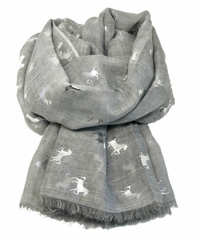 Horse Print Metallic Rose Gold And Silver Foil Scarf, 5 of 10
