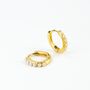 Asri Gold And Pearl Huggie Hoops Earring Set, thumbnail 5 of 6