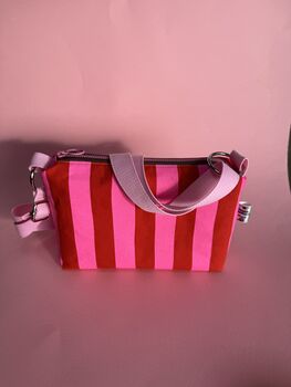 Boxy Pink And Red Stripey Crossbody Bag, 5 of 6