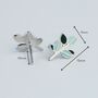 Sterling Silver Blue Leaf Stud Earrings, thumbnail 3 of 5