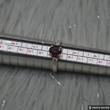 Red Garnet, Cz Sterling Silver Ring: January Birthstone, Handmade Stacking Ring, UK Size L, 8 of 9