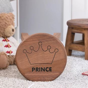 Personalised Crown Themed Children's Wooden Stool, 2 of 4