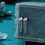Sterling Silver Starburst Dangle Chain Stud Earrings, thumbnail 1 of 12