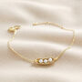 Pearl Three Peas In A Pod Charm Bracelet In Gold, thumbnail 3 of 3
