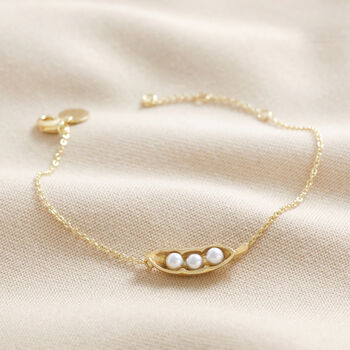 Pearl Three Peas In A Pod Charm Bracelet In Gold, 3 of 3